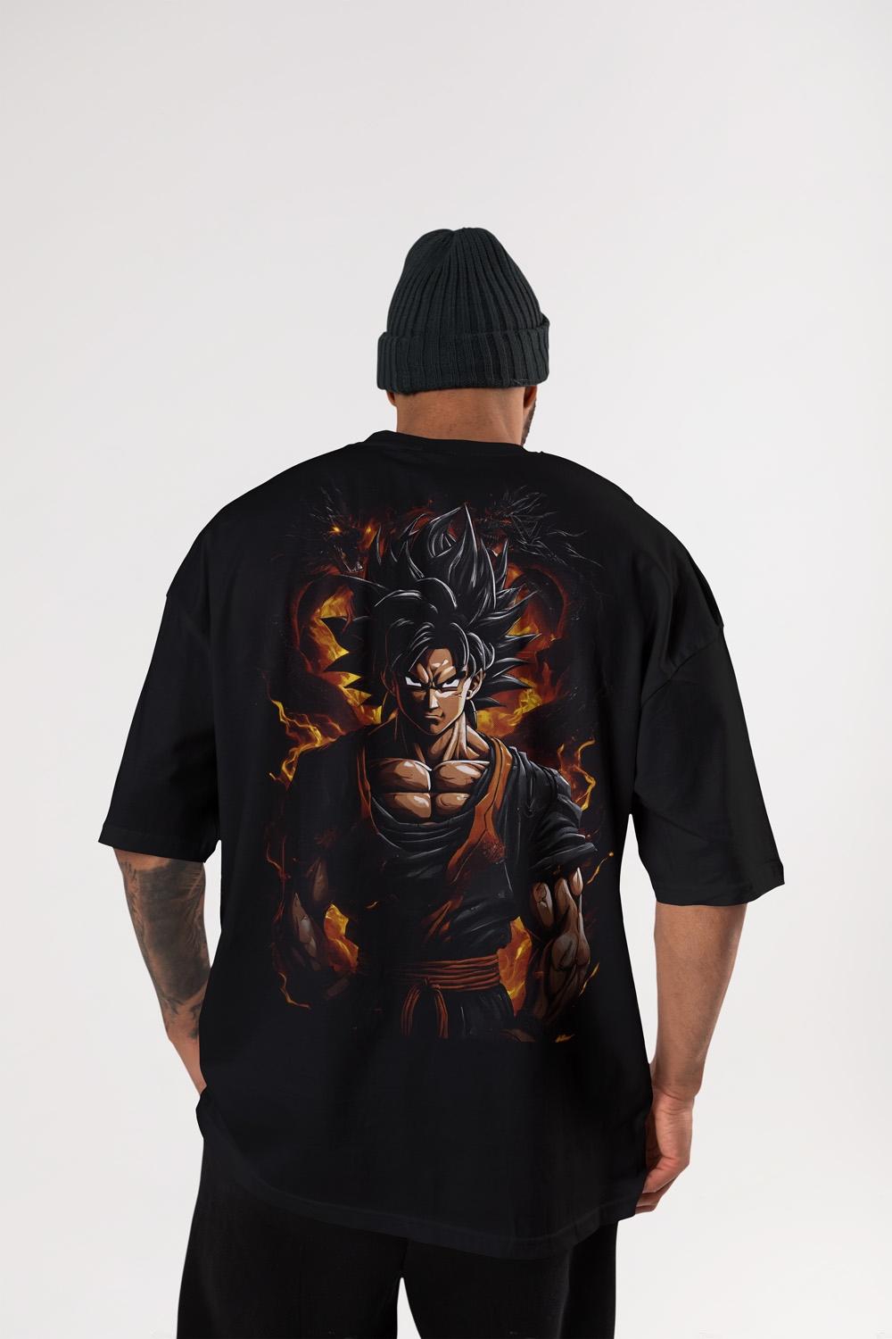 Goku V2 Black Premium Dropshoulders Oversized T-Shirt