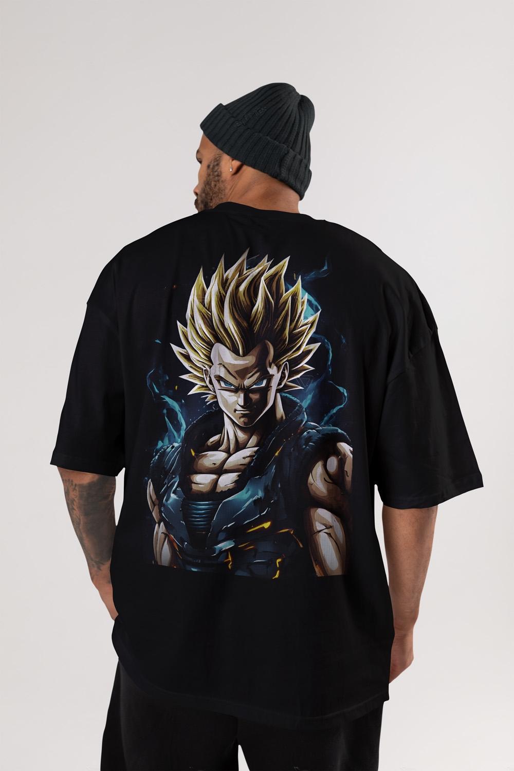 Vegeta Dropshoulder Premium Oversized Black T-Shirt