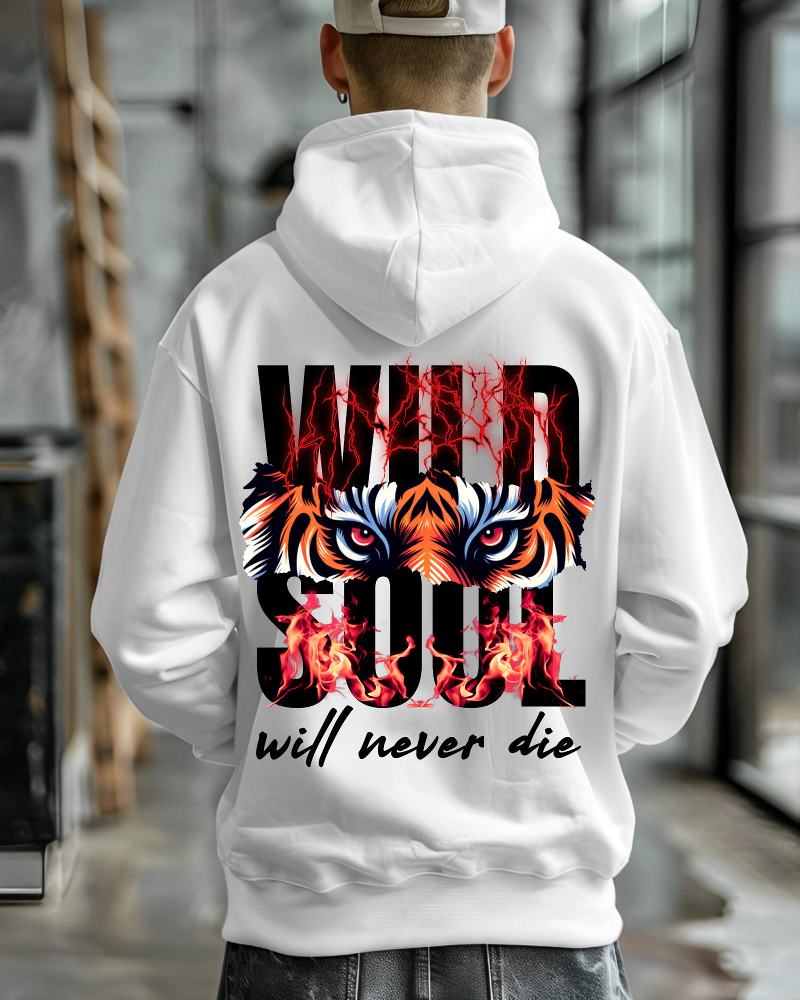 Oversized Premium Wild Soul - Hoodie ( White )