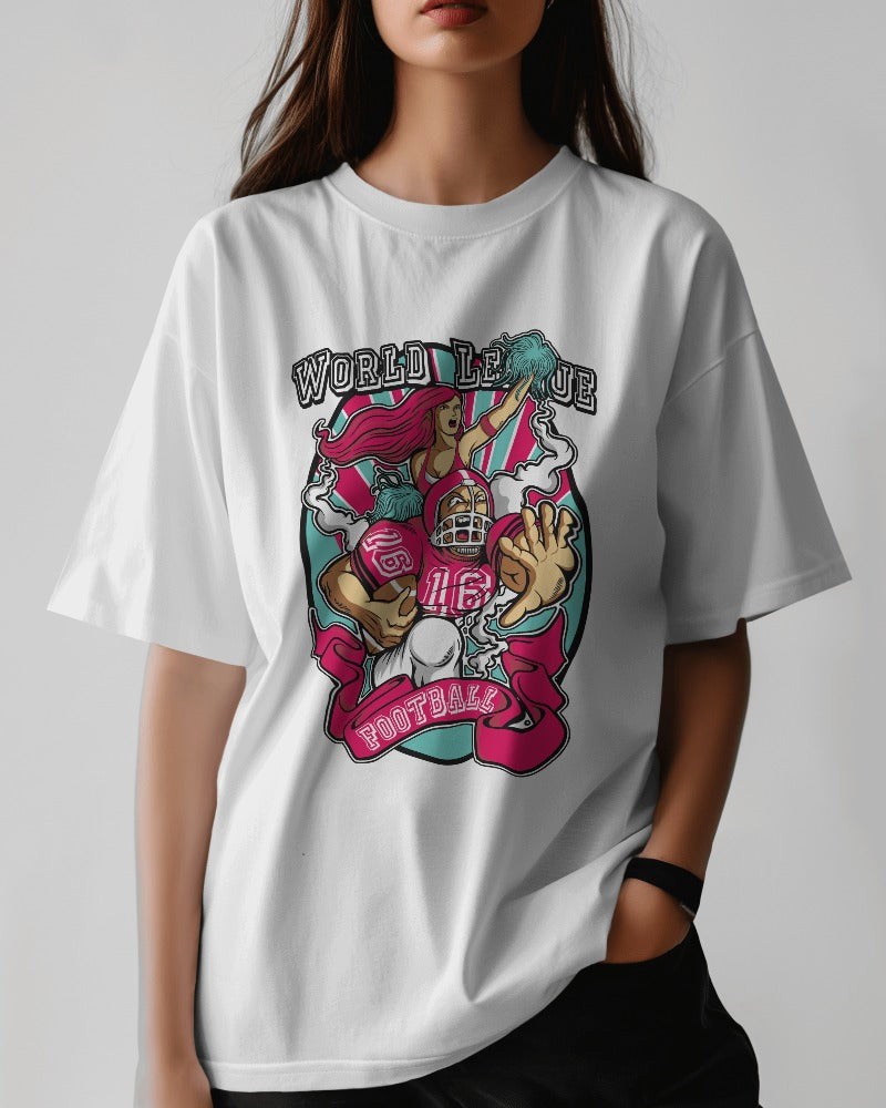 Womens Oversized T-Shirt Football Design