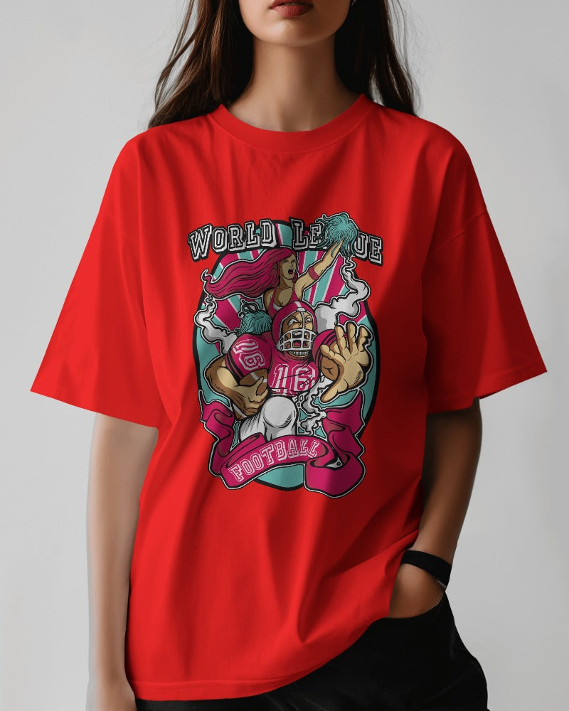 Womens Oversized T-Shirt Football Design