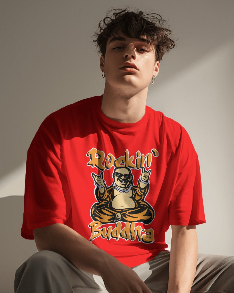 Mens Oversized Premium Rockin Buddha T-Shirt